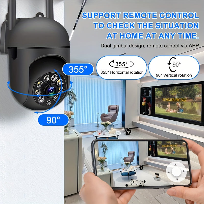 1080P Smart Camera with AI Human Tracking, 355° PTZ Pan/Tilt/Zoom, Two-Way Talk, Color Night Vision, USB-Powered /Outdoor Surveillance System