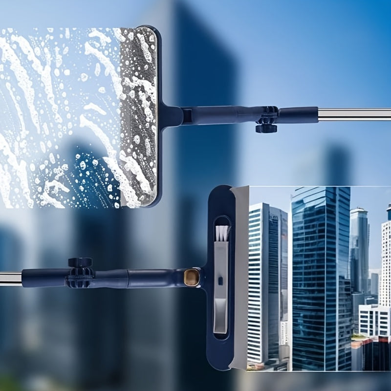 Set of Magic Cleaning Brush Extended Rain Brush + 1 Storage Hook | Rotating Window Brush and Cleaning Brush, Dual-Use Wet Mop and Dry Mat for Shower Doors, Car Windshields, and Home Surfaces