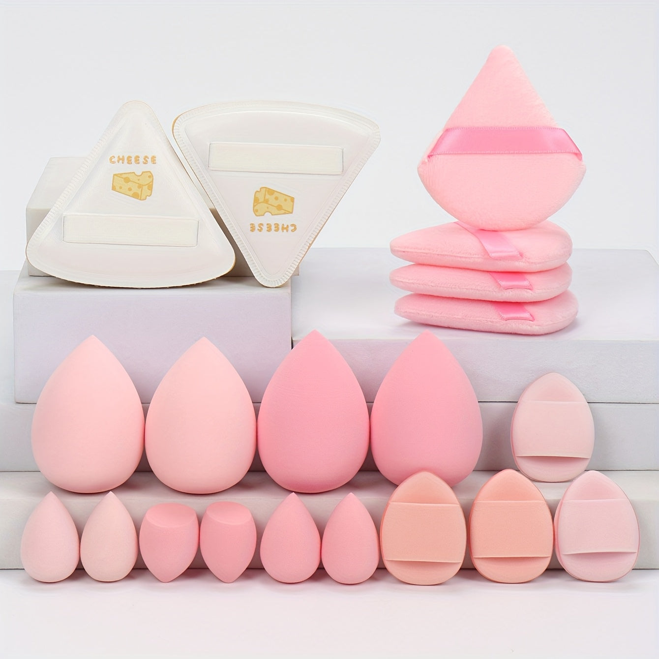 20 PCS Set Marshmallow Set, 2 Cushion Puffs & 4 Loose Powder Puffs & 4 Makeup Sponges & 6 Makeup Sponges & 4 Cushion Puffs, Beauty Makeup Sponge Mixed with Bb Cream, Foundation, Concealer, Especially Suitable for Covering Loc