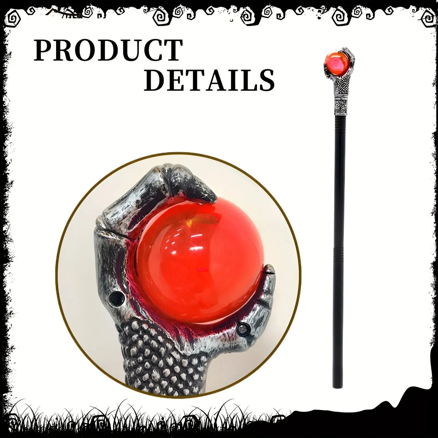 3 PCS Set Black Fallen Angel Costume Accessories Set, Including Wings Devil Horns Headband Witch Cane Halloween Clothing Supplies