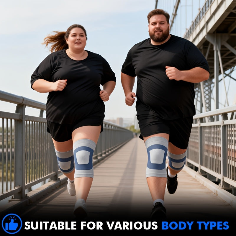 2 PCS Set 4XL (130Kg- 286lbs) Ultra Thin Extra Large High Elasticity Knitted Compression Knee Braces, Breathable& Comfortable Plus Size Knee Sleeves, Oversized Knee Support for Men & Women, Blue/ Yellow Suitable for Weight Up