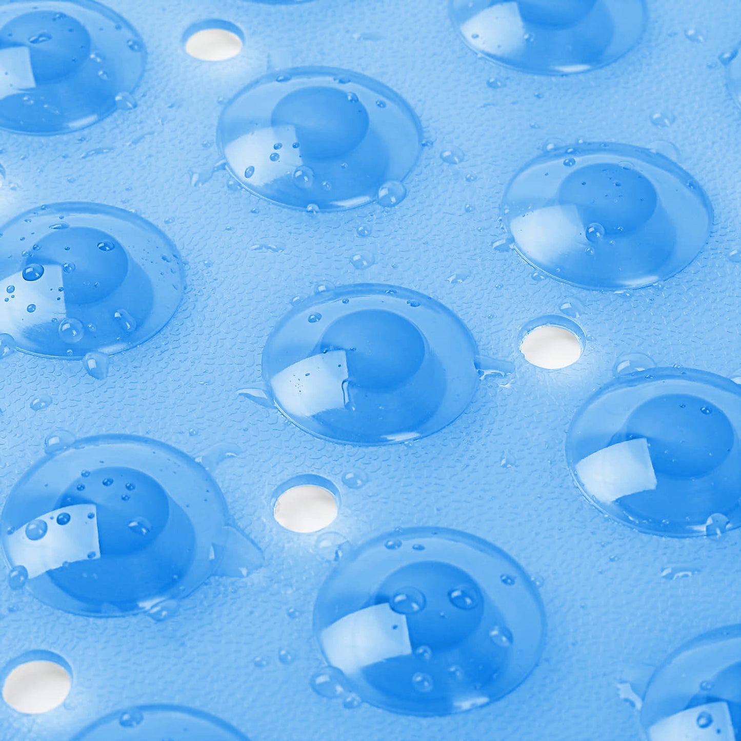 Large Shower Mat – Light Blue/Crystal/White Color Non-Slip, Strong Suction Cups & Drain Holes, Quick-Dry, Machine Washable, Durable & Comfortable for Bathtub and Bathroom Floor Use