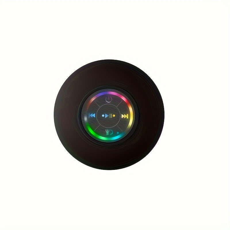 LED Bathroom Speaker, Compact Wireless Mini Speaker with USB Charging, Battery, Button Control, And a Large Suction Cup Included