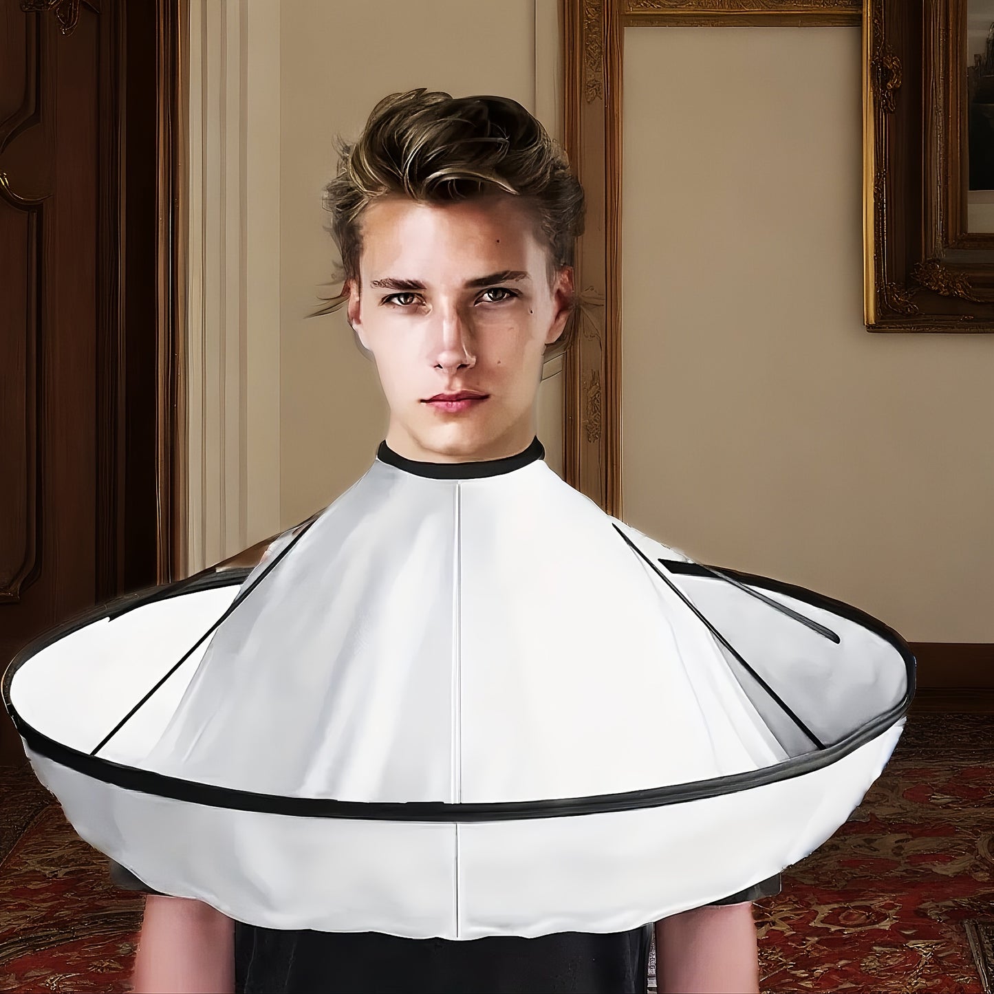White/Black Hair Cutting Umbrella Cloak Color Barber Bib Non-Stick Hair Clipping Cape Bib, Home Hairdressing Apron Overalls Razor Women Men Hair Care Accessories