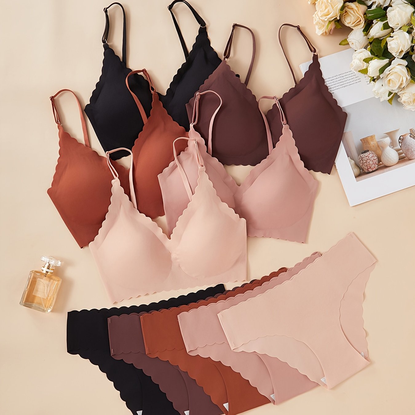 10pcs Women's No-Strap Lingerie Set - Sexy, Comfortable & Highly Supportive with Removable Pads, Adult Fashion | No-Strap Lingerie Set | Comfort Fit, Women's Underwear