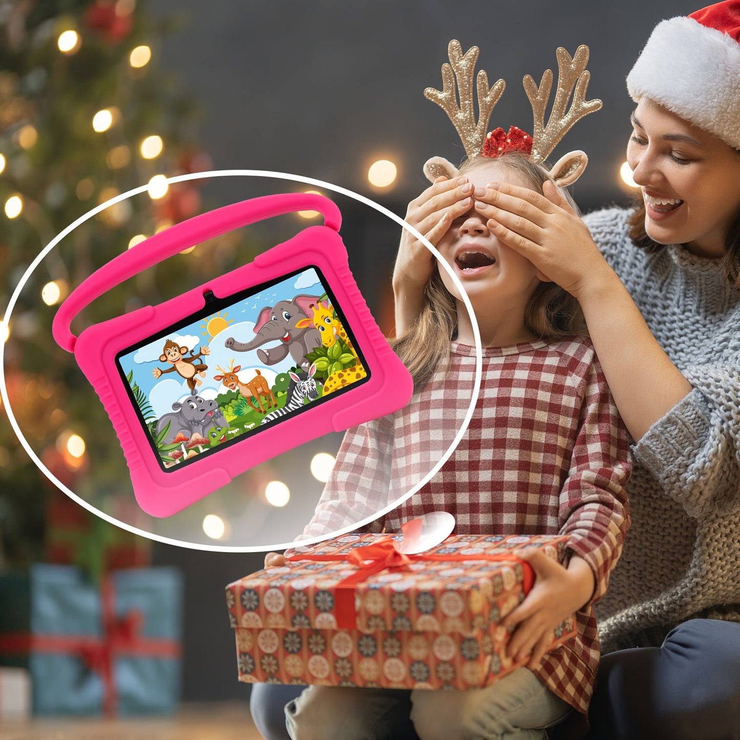 7" Kids Tablet, 2GB RAM+32GB ROM, Safe Eye Protection Screen, Wi-Fi, Dual Camera, Educational Games, Parental Controls App, Android Tablet With Drop Proof Silicone Sleeve Tablet
