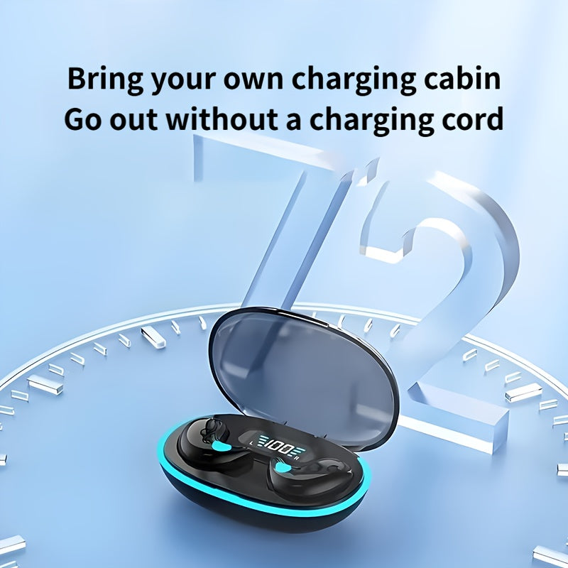 NEW Arrivals Wireless Earphones Feature Painless Wearing for Long Hours, High - Quality Heavy Bass Sound, Cool Lighting, Smart Digital Display, and Long Battery Life, Transparent Canopy.