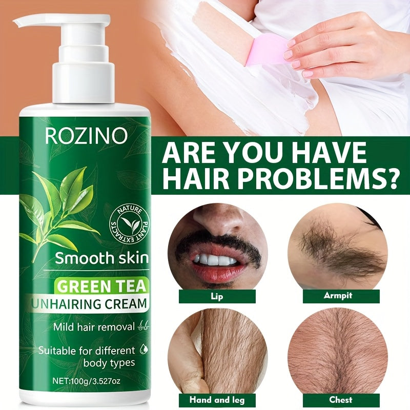 2 PCS Set Purchase One Get One Free Green Tea Summer Powerful Is Mild And Non-Irritating, Effectively Removes Hair, Quick 5-Minute Hair Removal, Ideal for Face, Lips, Underarms, Legs, Arms, And Bikini Areas, Suitable for Both