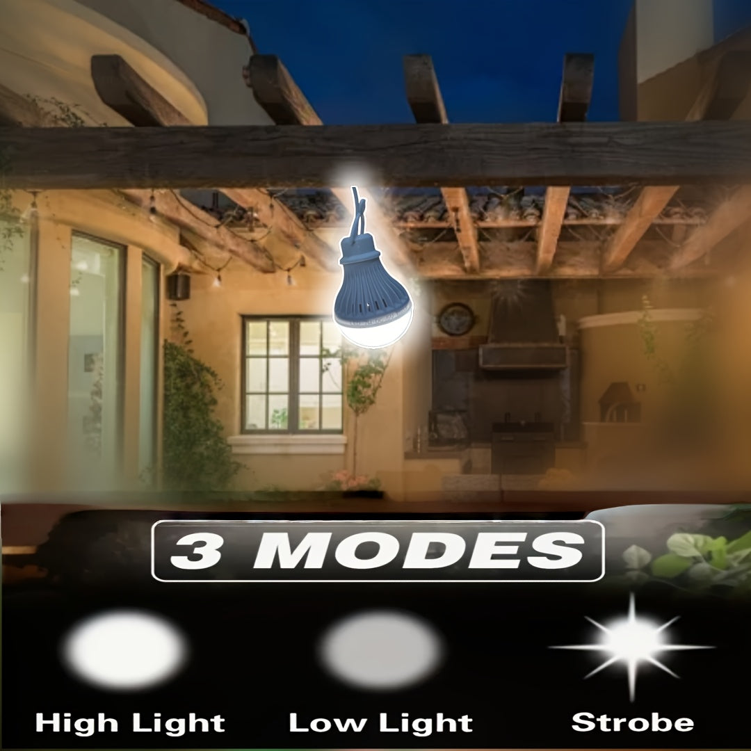 USB Powered LED Bulb with Switch, Portable Camping Light, 3-Color Dimmable Emergency Light with Hanging Hook for Tents, Outdoor, BBQ, Fishing & Repairs