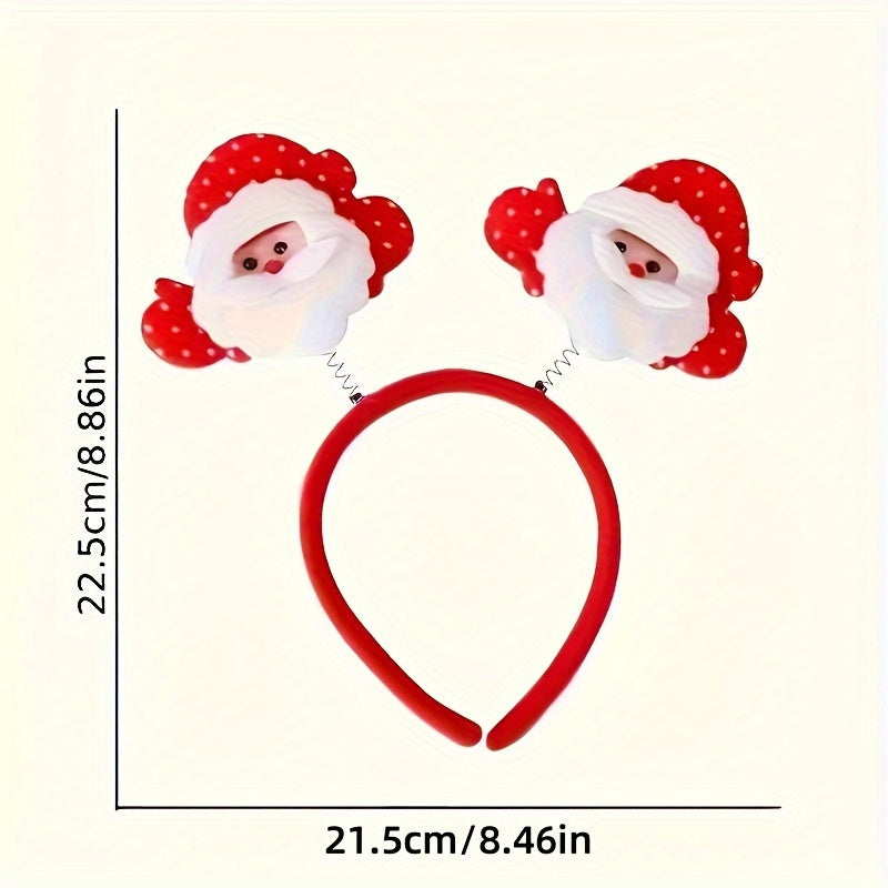 12pcs Festive Christmas Headbands - Red & Plastic Hair Bands with Santa, Snowman & Reindeer Antlers, Perfect for Holiday Party Decorations, Holiday Headbands | Playful Design | Durable Plastic, Christmas Accessories Halloween