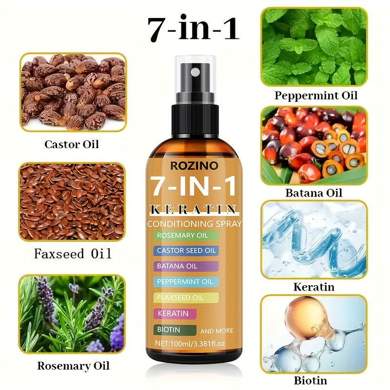 [Instant Hair-Smoothing Leave-in Shampoo Spray] 7-in-1 Keratin Care and Styling Spray, natural pure plant oil. It is smooth and shiny immediately upon spraying. Relieve dryness, tangling, cracking and split ends hair quality