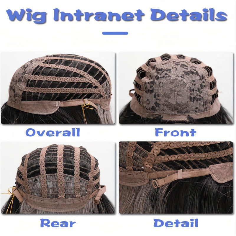 Hot Explosive 30.48 cm Light and Dark Brown Bangs Wig for Women - Versatile Wear and Party Cosplay, Straight Hair, High Temperature F, Rose Net Cap, Anime Cosplay