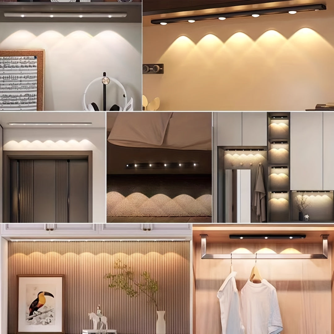 NEW Modern LED Motion Sensor Cabinet Light with Magnetic USB Charging, Wireless Motion Detection, Ultra-Thin Slim Profile, 3-Color Adjustable LED, Magnetic Ceiling/Wall/Bedside Lighting for Kitchen, Wardrobe, Bathroom, Displa