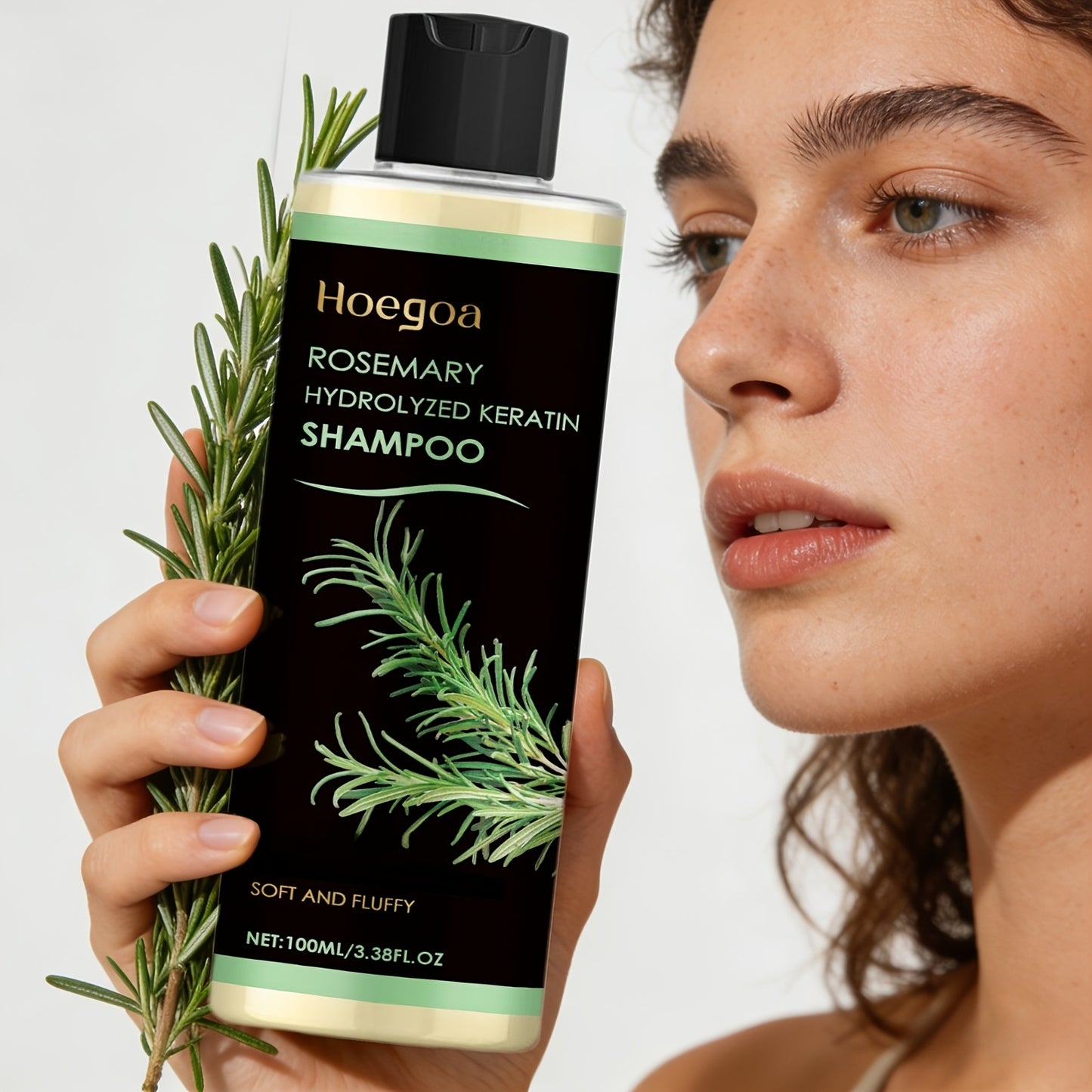 100ml Rosemary Shampoo: Deep Botanical Oil Control, Nourishing and Moisturizing for Voluminous, Fluffy Hair; 100ml, Enriched with Rosemary Ingredients, Gentle Formula to Eliminate Frizz and Dryness; Smooth and Easy to Comb, L