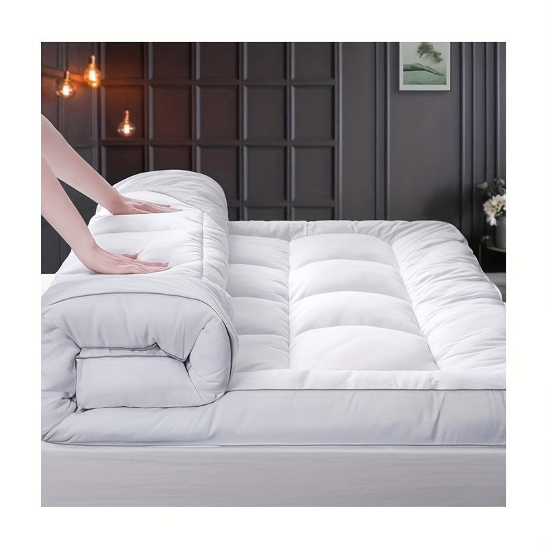 NEW White/Black/Blue/Gray Color Home Hotel Quality Mattress Topper 10cm / 4 inch Thick Filling with Elasticated Straps in Single, Small Double (4Ft), Double, King, Super King Size Bedding Supplies