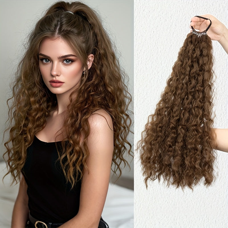 Women' Kinky Curly Long Ponytail Hair Extension - Volumizing Synthetic Fluffy Hairpiece with Elastic Band for Secure Fit, Volume & Curly Length for Parties, Weddings, Photo Shoots, Daily Use - Volume-Boosting Ponytail Add- fo