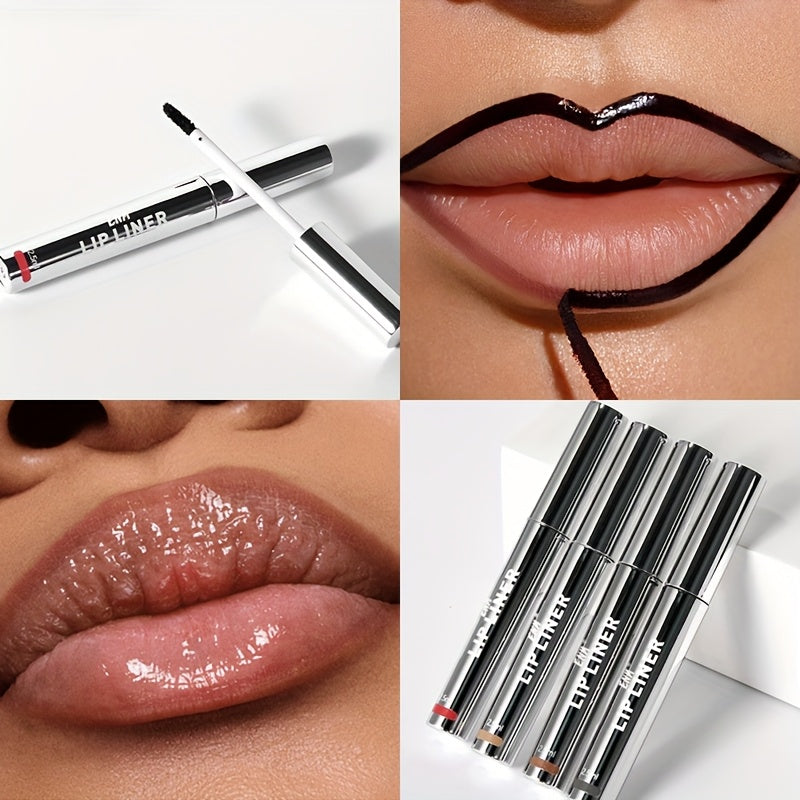 4pcs Set Christmas Gift - Matte -Off Lip Liner, Long-Lasting Waterproof, 4 Shades, Rich Color, Moisturizing & Nourishing, Easy to Apply & Remove, Suitable for All Light Beige Tones, Easy Lip Liner Stickers, Ideal Holiday Gift