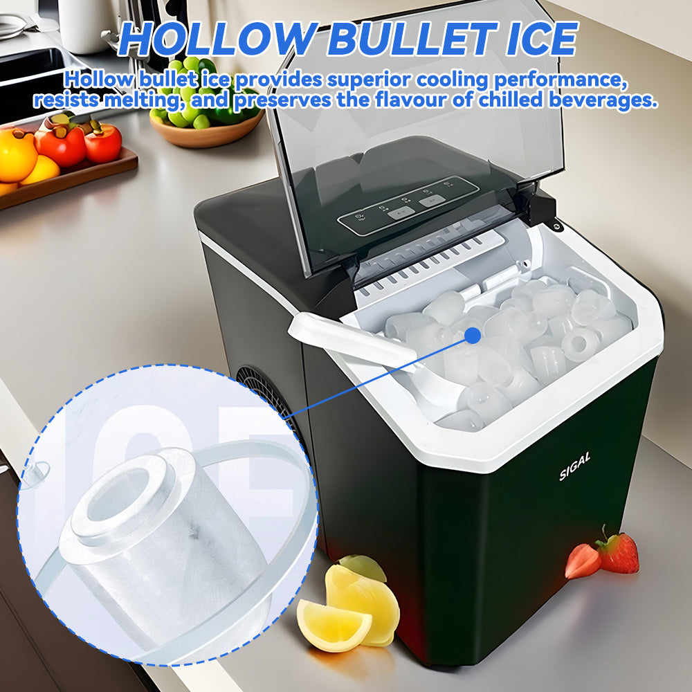 220V Portable Ice Maker Machine Automatic Self-Cleaning with Ice Scoop & Basket, 9 Ice Cubes in 6 Minutes, 12 KG in 24 Hours, Self-Cleaning, Quick ice making, Adjustable ice cubes. Perfect for Garden Parties, Christmas Party.