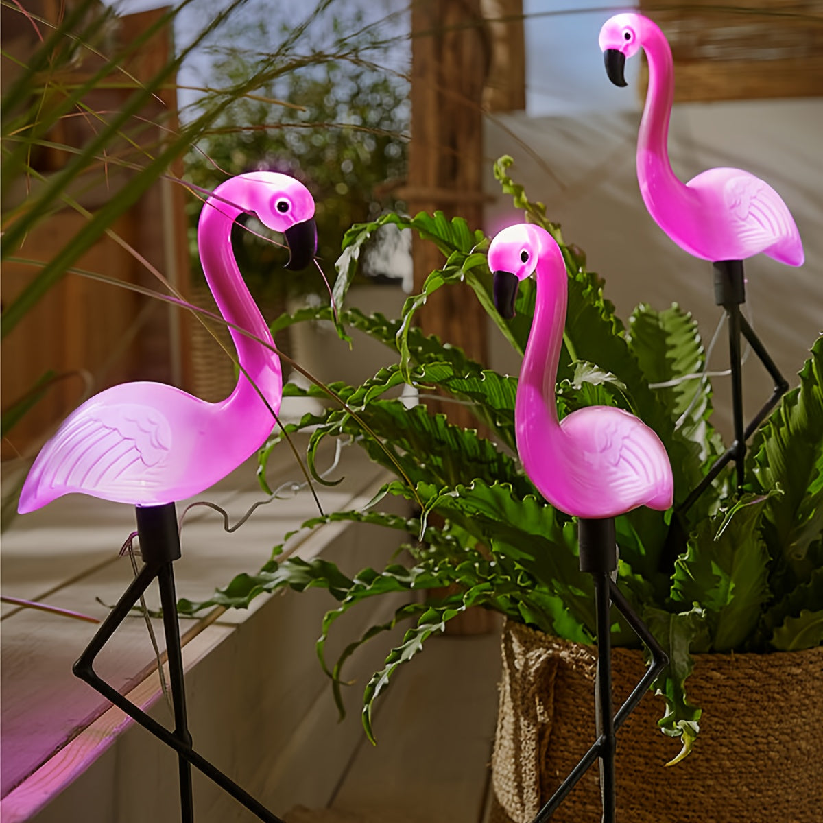 3 PCS Set Solar Flamingo Lights Solar Garden Lights Outdoor Decoration, Flamingo Garden Decoration, Birthday Christmas New Home Gift, for Patio Lawn Walkway Channel