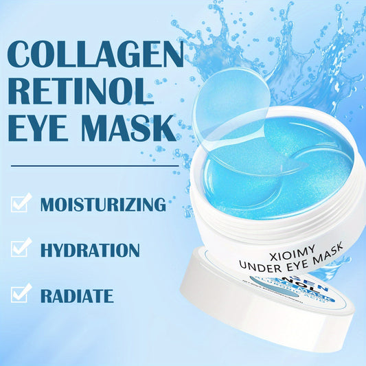 60 PCS Set Korean Collagen & Retinol Hydrogel Eye Masks - Hypoallergenic, Intense Hydration & Light Beige Care, Smooth Eye Patches for All Light Beige Types, Dark Circles & Puffiness, Fragrance-Free, Unisex Adult Use, Hydrati