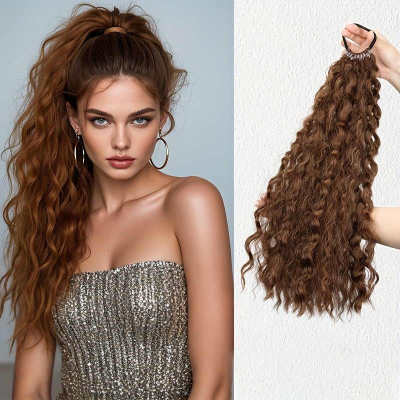 Women' Kinky Curly Long Ponytail Hair Extension - Volumizing Synthetic Fluffy Hairpiece with Elastic Band for Secure Fit, Volume & Curly Length for Parties, Weddings, Photo Shoots, Daily Use - Volume-Boosting Ponytail Add- fo
