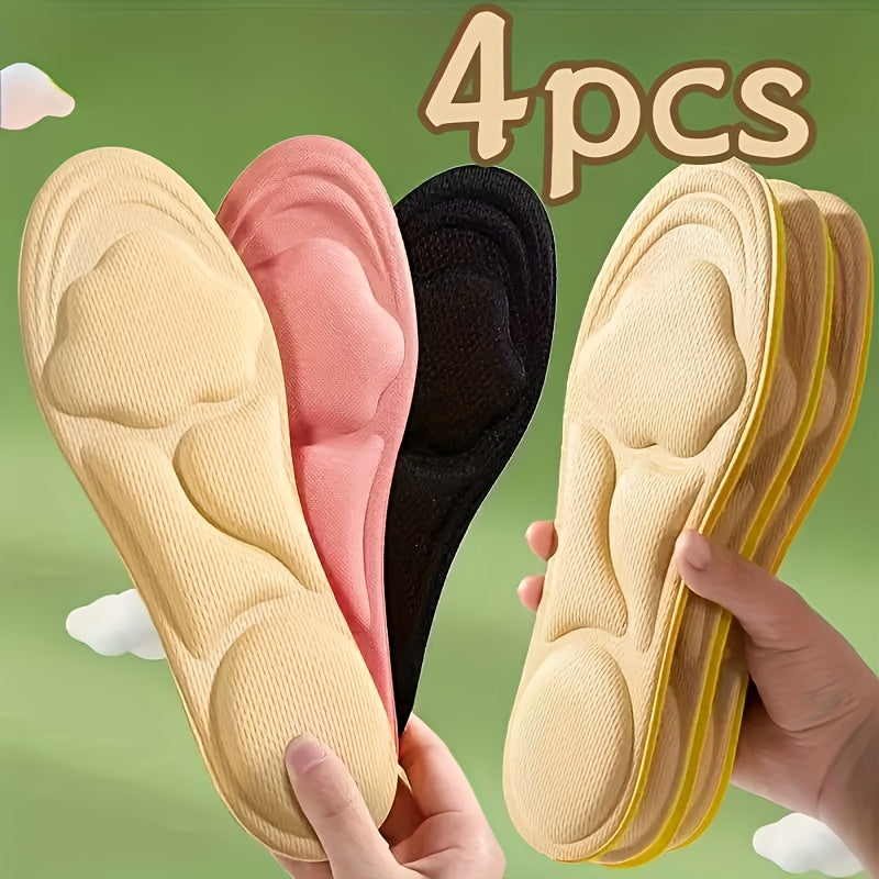 4 PCS Set 35-42 Size Unisex 6D Cloud Feel Shoe Inserts | Thick, Soft, Breathable, Ergonomic Design for High Heels, Sports, And Casual Shoes | Comfortable Shock Absorption, Durable Lightweight, Memory Foam Material