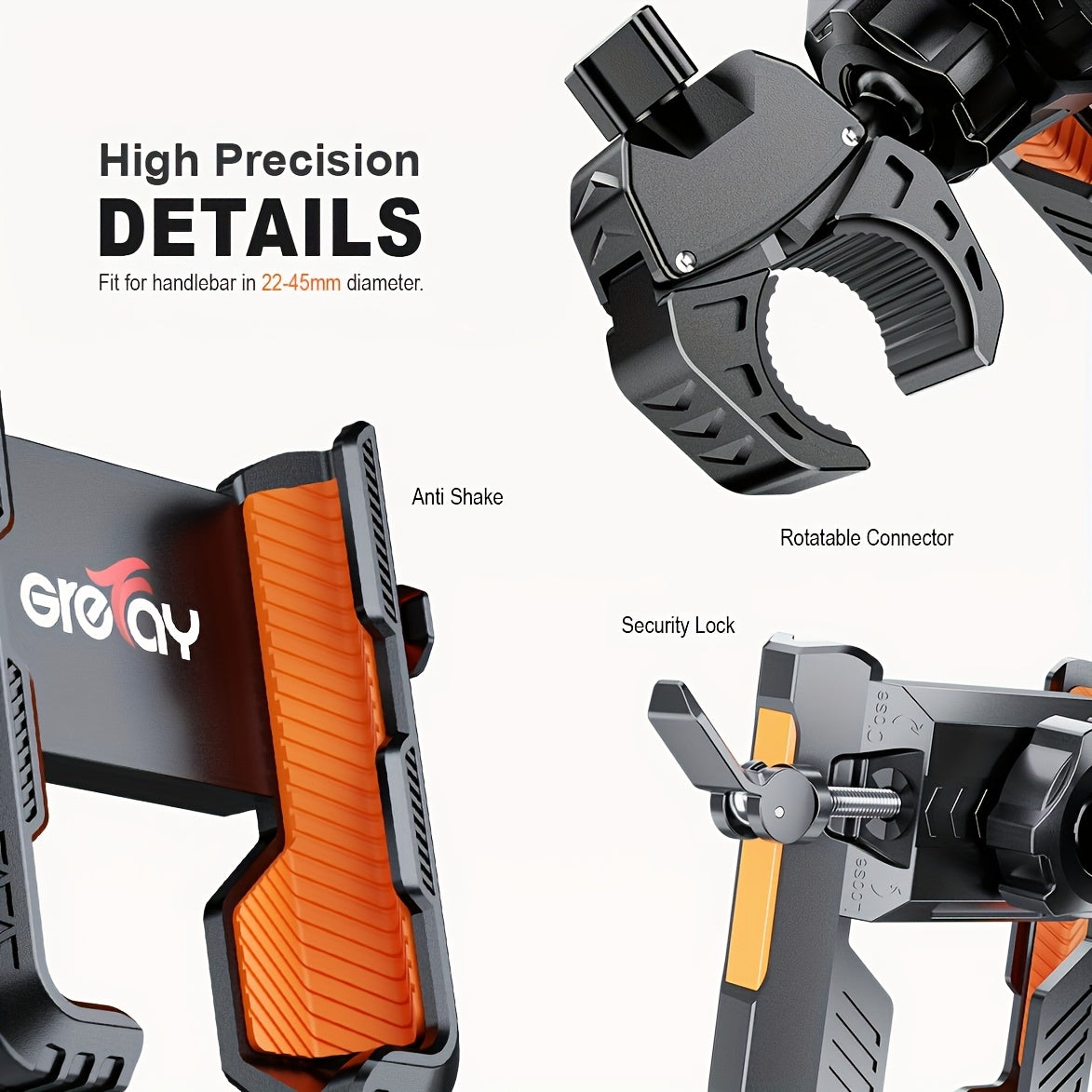 Upgraded Bicycle Phone Holder - Quick Release, 360° Rotation, Suitable for Handlebars of 22-45Mm And Smartphones Ranging from 11.43cm to 17.78cm, Made of Durable Plastic