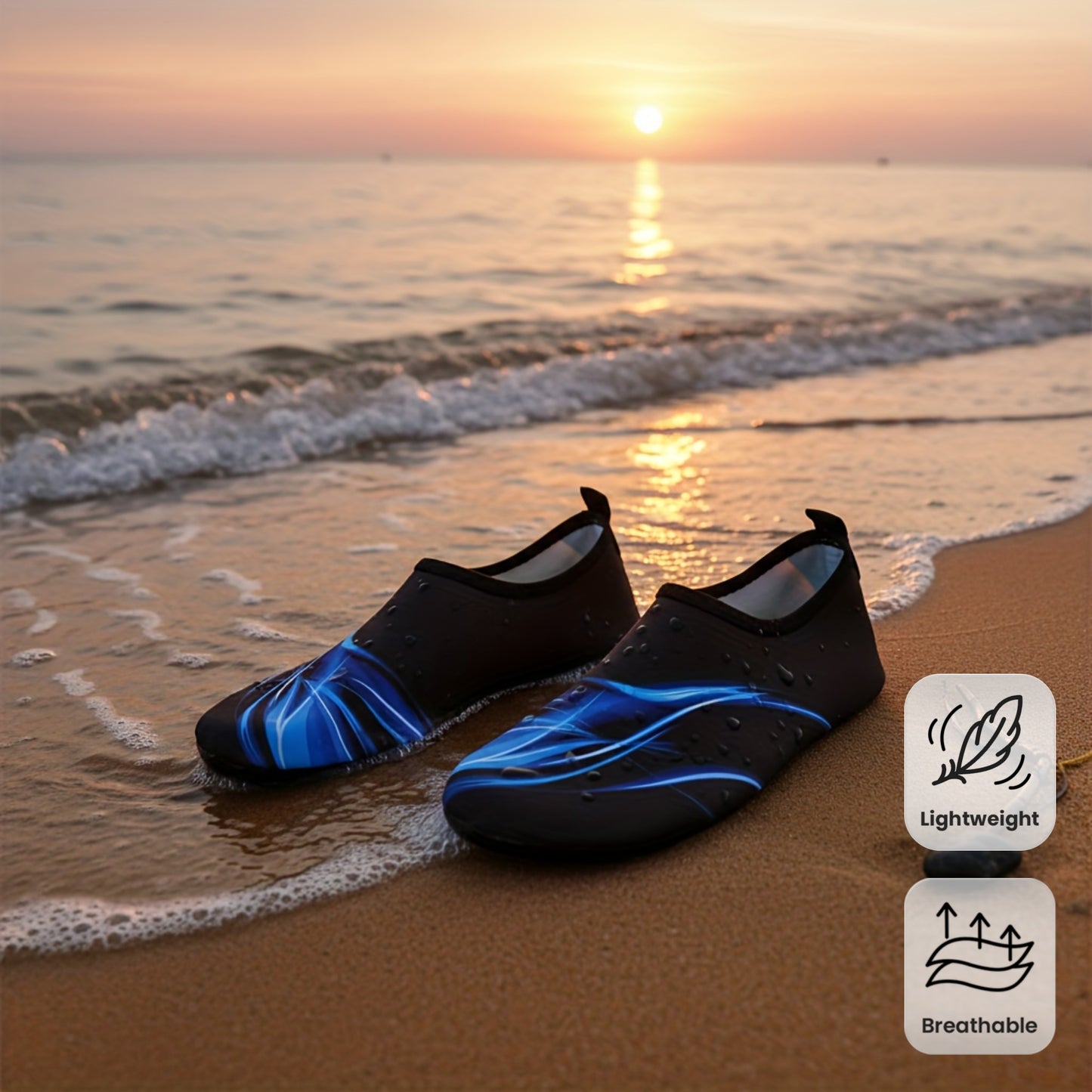 Quick-Dry Water Shoes for Swimming Surfing Yoga - Lightweight TPR Sole, Breathable Fabric Upper, All-Season Beach & Pool Shoes for Men & Women