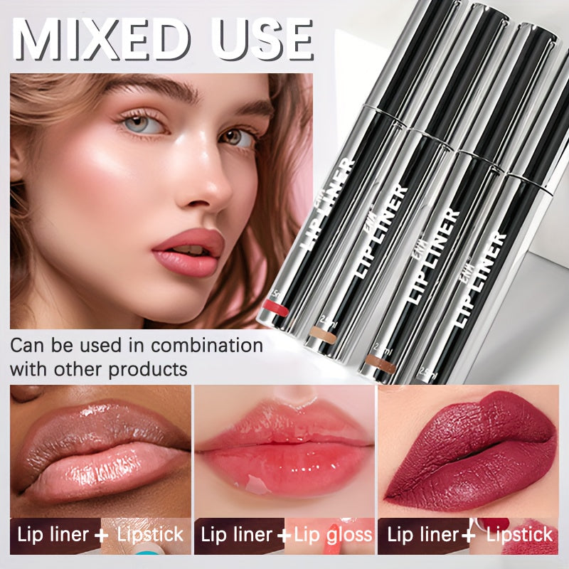 4pcs Set Christmas Gift - Matte -Off Lip Liner, Long-Lasting Waterproof, 4 Shades, Rich Color, Moisturizing & Nourishing, Easy to Apply & Remove, Suitable for All Light Beige Tones, Easy Lip Liner Stickers, Ideal Holiday Gift