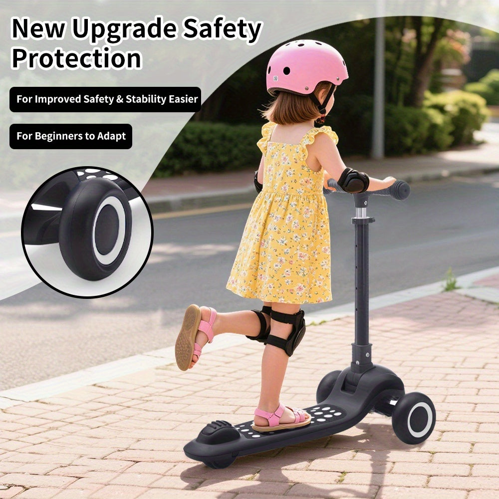 One-Touch Folding Kids scooter with 4-Speed Height Adjustment, Adjustable scooter for toddlers & children, Rear Brake, Heavy-Duty Construction - Ideal Birthday or Christmas gift for Ages 2+ (Blue/Pink/Black) - Space-Saving Fo