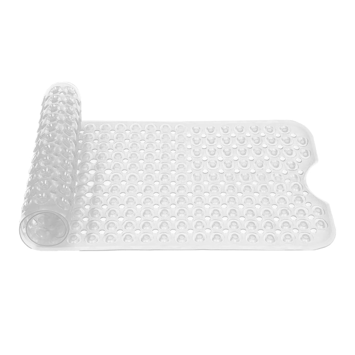 Large Shower Mat – Light Blue/Crystal/White Color Non-Slip, Strong Suction Cups & Drain Holes, Quick-Dry, Machine Washable, Durable & Comfortable for Bathtub and Bathroom Floor Use