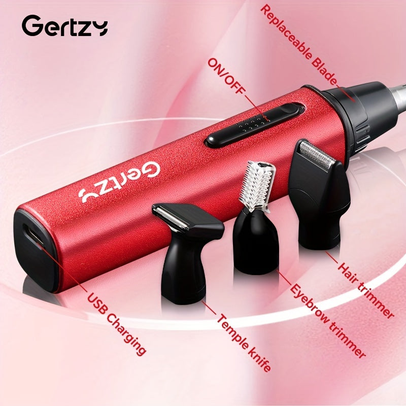 4-in-1 Grooming Kit, USB Rechargeable Electric Nose Hair Trimmer, Beard Trimmer, Eyebrow Trimmer, Sideburns Trimmer, Nose Hair Remover for Men Women, Men's Ear And Nose Trimmer