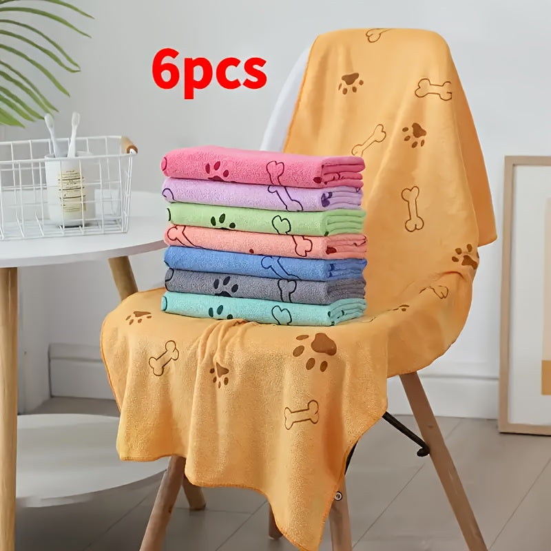 NEW 6 PCS Set  Super Absorbent Quick-Drying Microfiber Pet Towels | Suitable for Dogs - Soft, Gentle, and Durable, Ideal for Grooming, Daily Cleaning, Shedding, Fits Small, Medium, and Large Dog Breeds