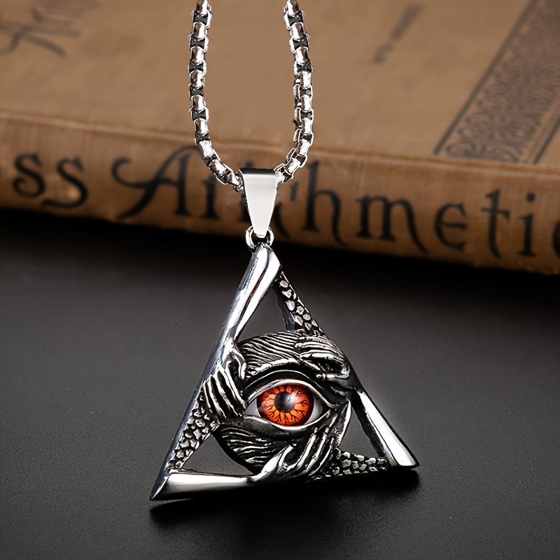 Illuminati Vintage Religious Style Triangular Eye Freemason Women Men's High Quality Metal Pendant Necklace Classic Gothic Punk  Amulet Mysticism Secret Sociates Products Jewelry Accessories