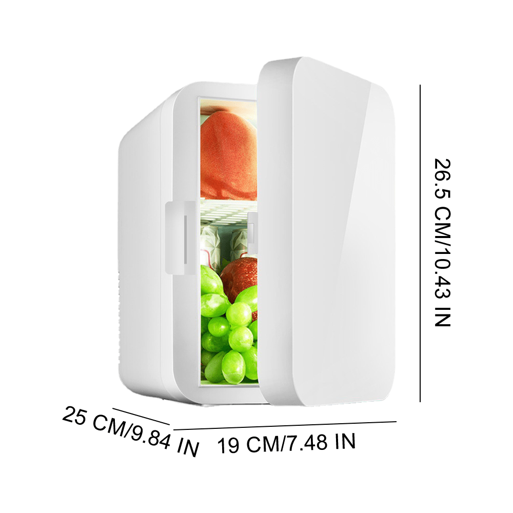 NEW Fridge With Dimmable LED Light Mirror, 8L Makeup Mini Fridge For Bedroom, Office & Dorm, Cooler & Warmer, Portable Small Refrigerator Food, White Travel Car Camping Refrigerator