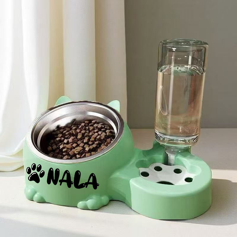 Automatic Smart Pet Feeder and Water Dispenser with Custom Name/Meal Times - Gravity-Fed System, Spill-Proof Design, Easy-Clean Durable Plastic Construction - for Cats, Small Dogs - Auto Food & Water Dispenser with Timer, Ide