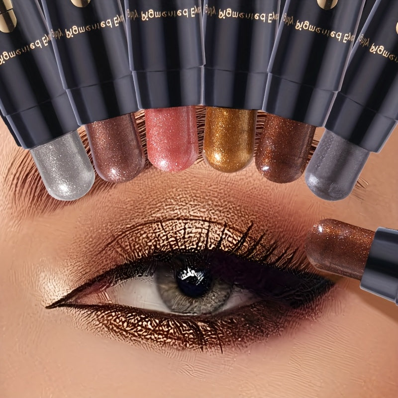 Full Set 6-Color Multifunctional Eyeshadow Pencil Set | Waterproof Metallic and Matte Eyeshadow Sticks, Multicolor Highlight Eyeliner, Long-Lasting High Glitter and Neutral Brown Eyeshadow Crayons, Ideal for Christmas, Annive