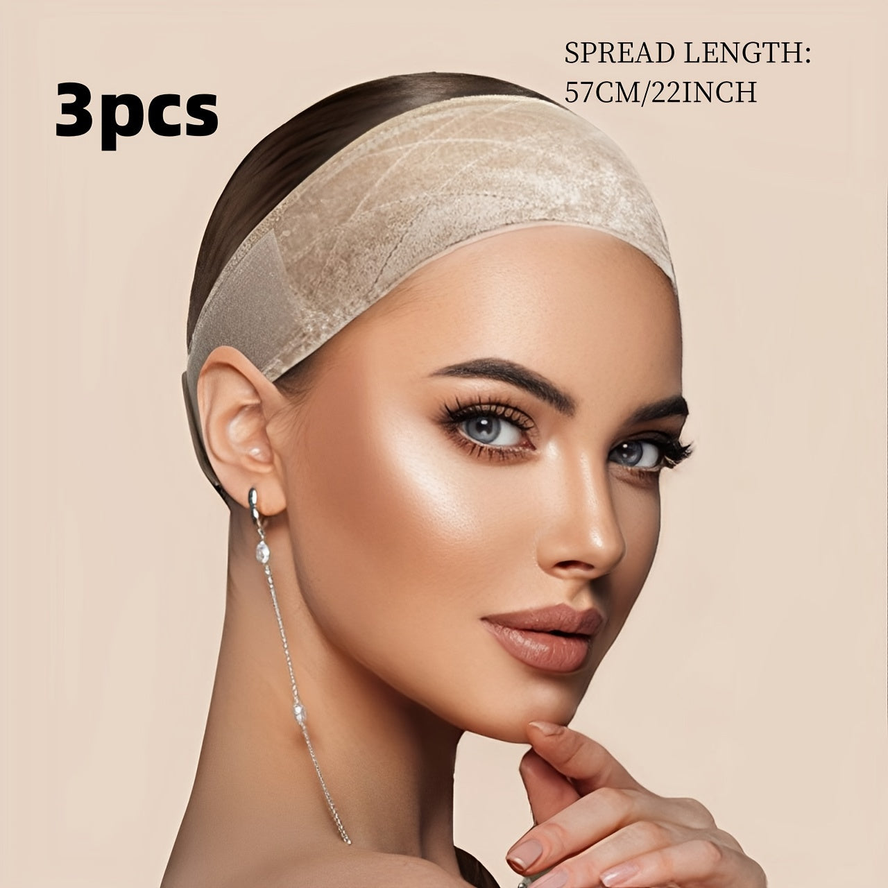 3pcs Velvet Hair Ties Set - Exclusive Female Hair Accessories, Comfortable Breathable Non-Slip Bands Suitable for Headpiece Fixing - Can Be Used for Headpiece Stand / Head Model Display