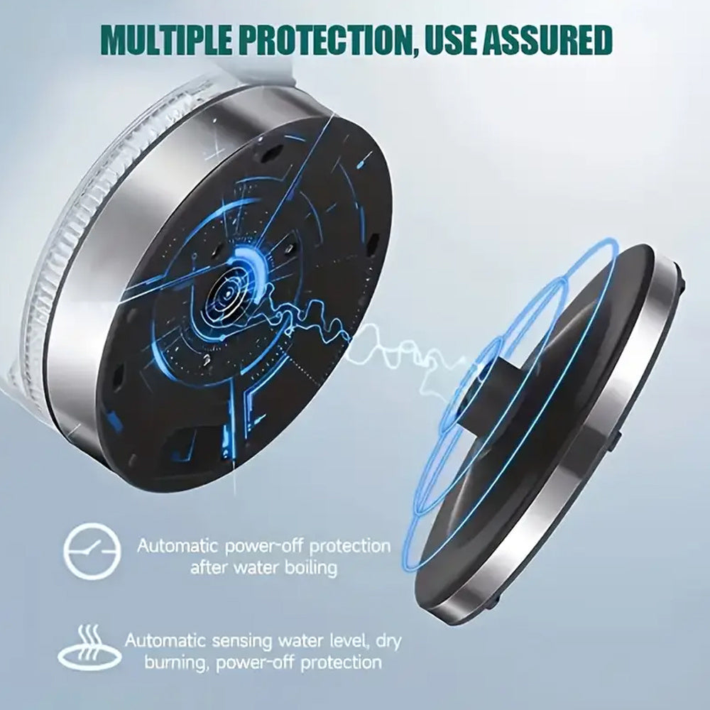 2L Electric Kettle Glass Fast Boil 1000W Teapot Blue LED With Stainless Steel Fast Boiling Auto Shut-off UK Plug