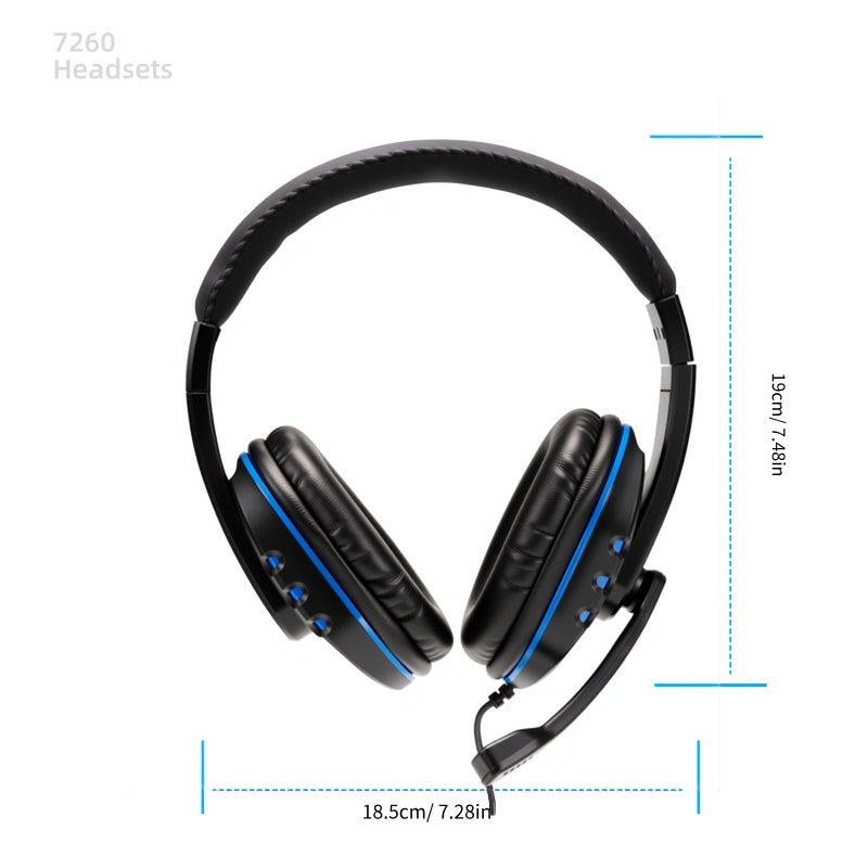 7260 Professional Gaming Headset with Adjustable Headband, Comfortable Ear Cushions, Suitable for Gaming, Online Classes, And Entertainment Computer Accessories