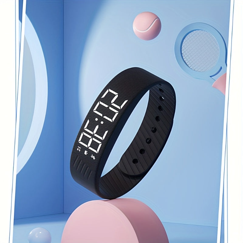 Slim Smart Fitness Watch with Step Tracker, Calorie Counter & Alarm Clock - USB- Digital Wristwatch for //Students, Pedometer, Stopwatch, Soft Strap (Compatible with /, No) - Ideal for Sports & Daily