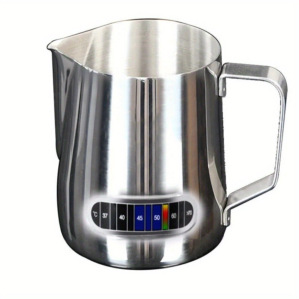 NEW Coffee Milk Frothing Jug Frother Latte Container Metal Pitcher with Thermometer
