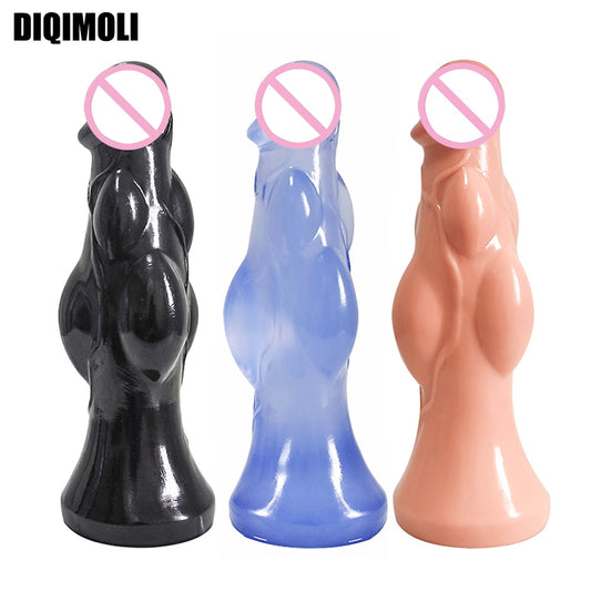 Oversized Anal Plug Dildos Stimulate Vagina and Anus Huge Muscular Penis with Suction Cup Soft Anal Dilator Sex Toys for Women