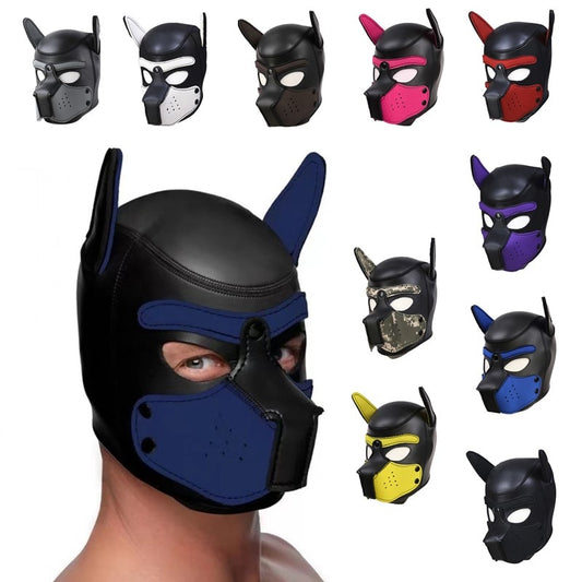 Fetish Gay Puppy Play Rubber Hood Adult Games Dog Slave Full Head BDSM Bondage Mask Hood Erotic Cosplay Sex Toys for Men Gay