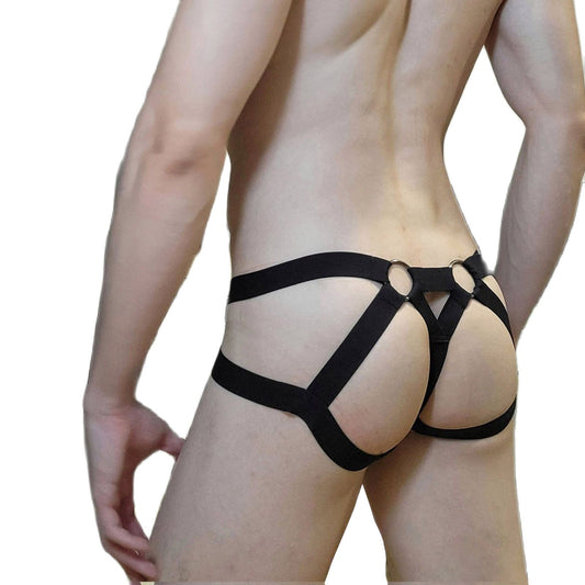 CLEVER-MENMODE Sexy Men Bondage Underwear Jockstrap Mesh G String Elastic Hollow Lingerie Thong T-back Penis Pouch Underpants