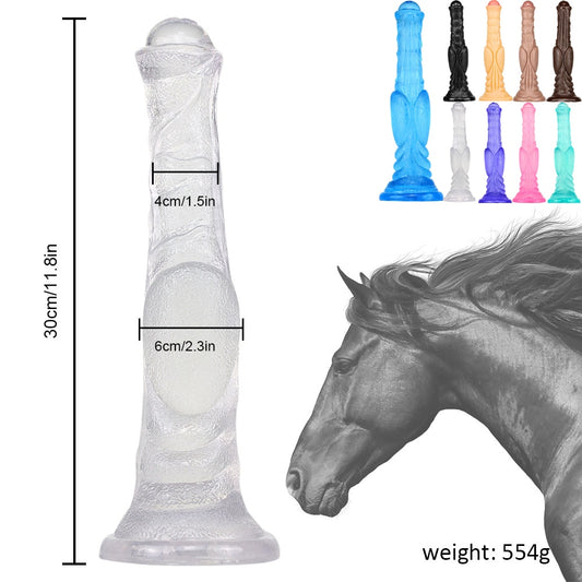 30cm Huge Horse Dildo Realistic Animal Penis Artificial Female Masturbators Rubber Monster Cock Anal Plug Hand-Frees Sex Tools