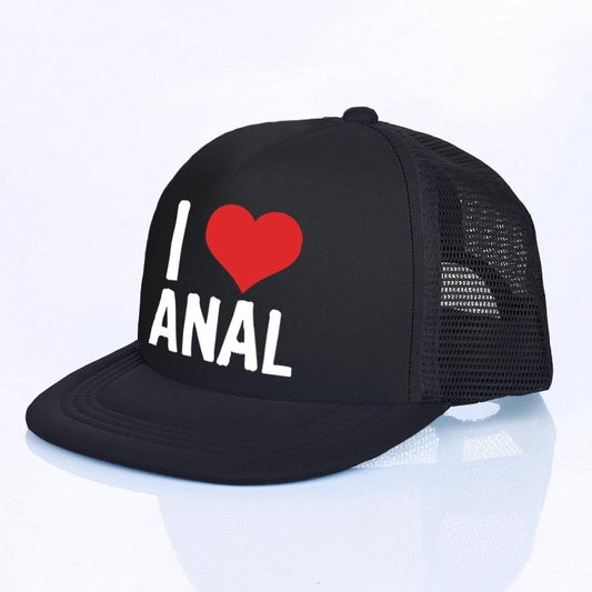 I Love ANAL Letters Printed Snapback Cap Heart Love Sex Baseball Hats Gay Pride Prank Joke Penis Butt Mesh Hip Hop Hat Cap YF159