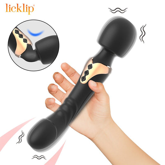 Licklip Double Head Powerful Clit Vibrators for Women AV Magic Wand Massager Dildo G Spot Orgasm Clitoris Stimulator Masturbator