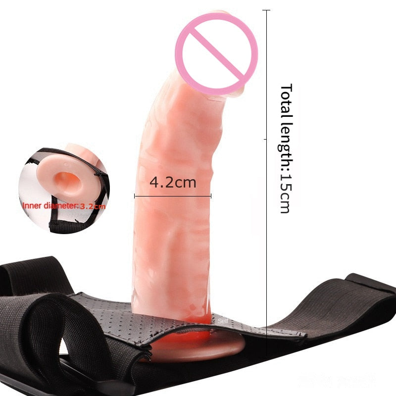 Men Strap On Dildo Panties Wearable Hollow Penis Lengthen Sleeve Strapon Dildo Pants Harness Belt for Man Sex Toys For Woman Gay