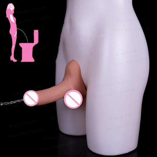 Adult Female Stand Urinator  Wearable Silicone Dildo Camouflage  Denaturation Panty Male  Enlargement Sleeve Sex Toys